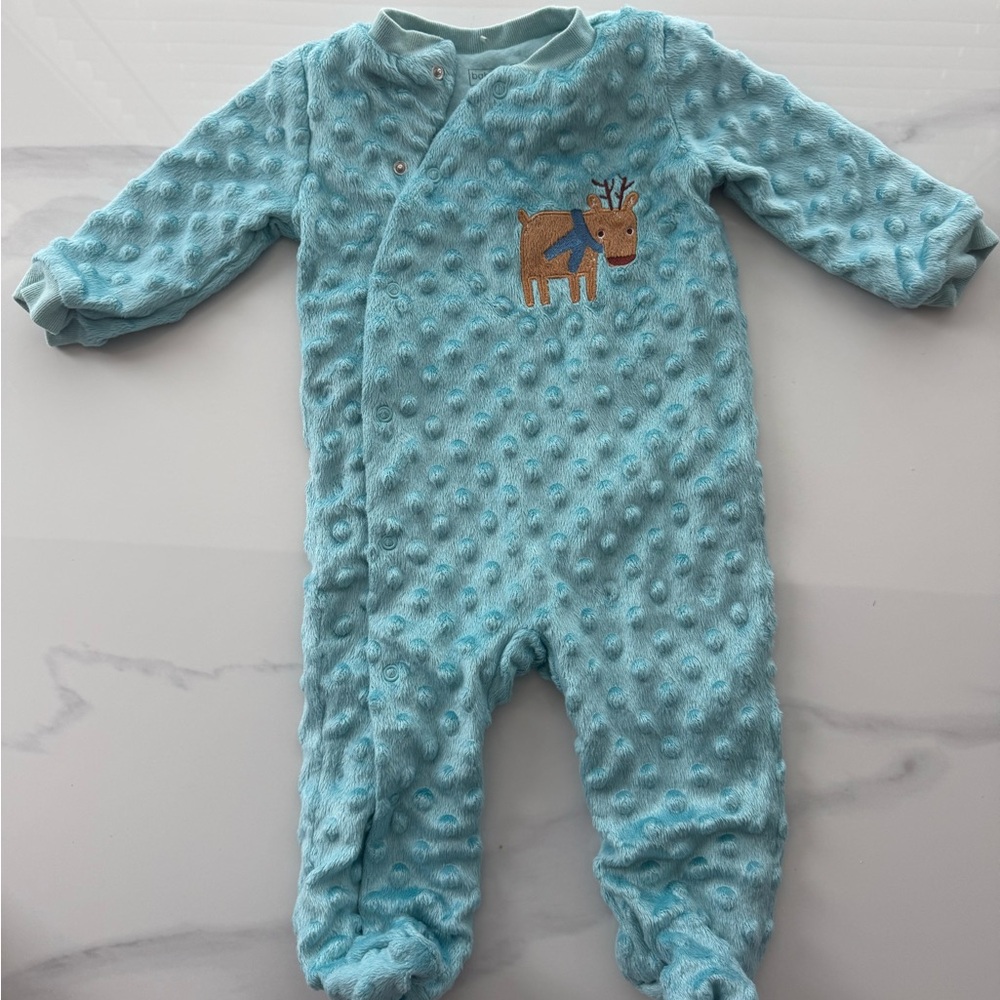 Blue Kids One Piece with Reindeer Design